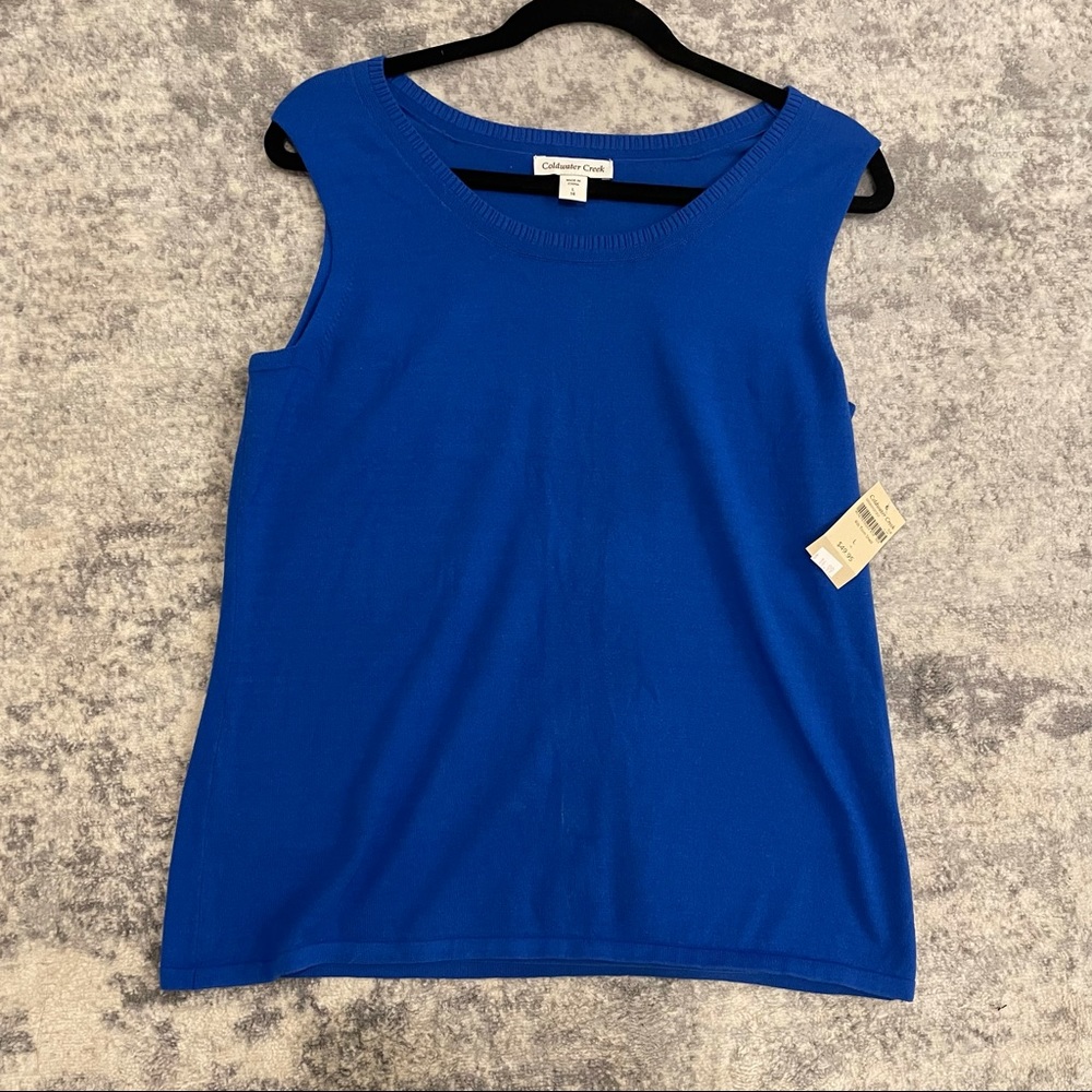Coldwater Creek Royal Blue Rib Trim Shell